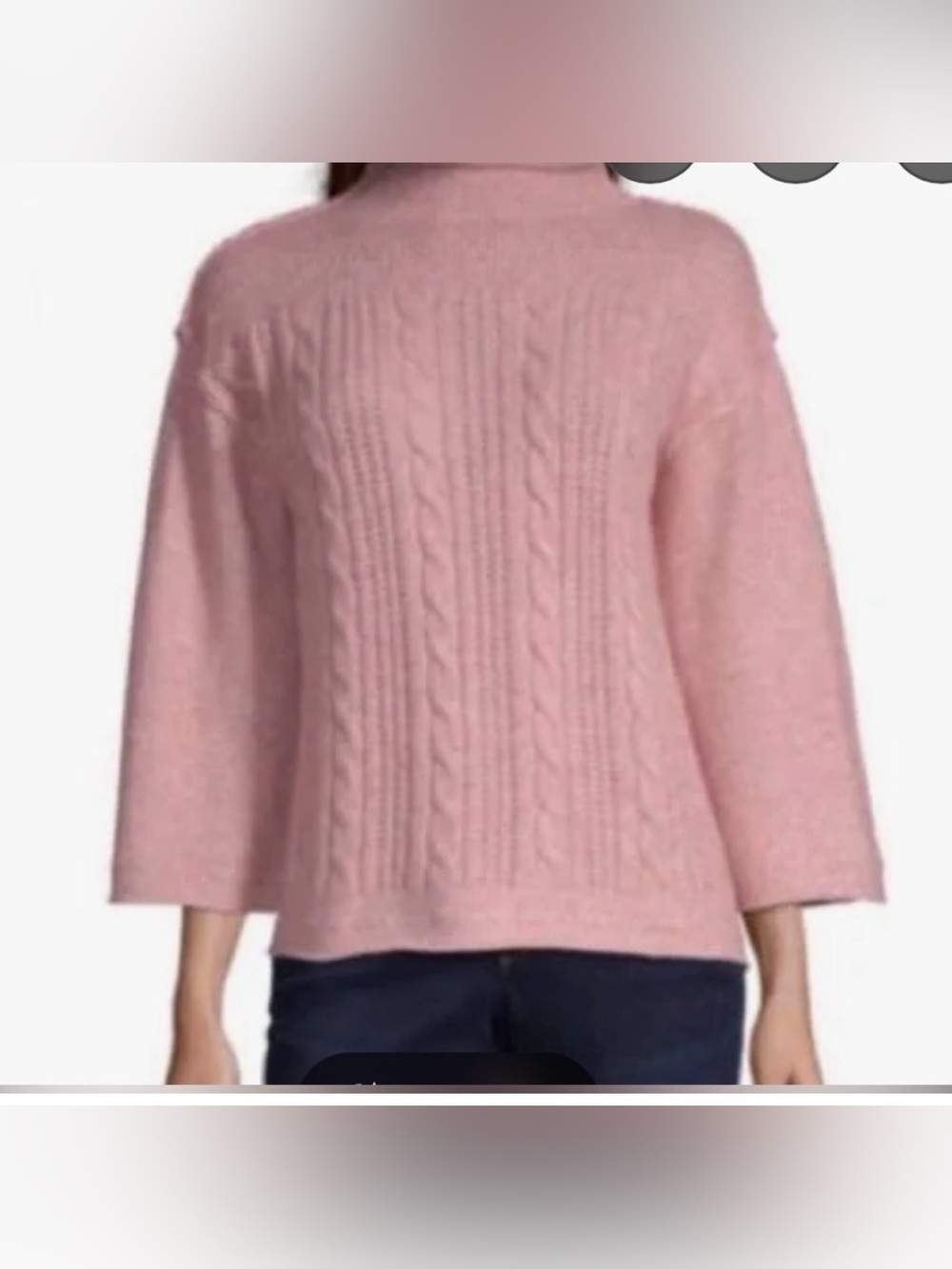 a.n.a Pink Cowl Mock Neck Cable Knit Sweater